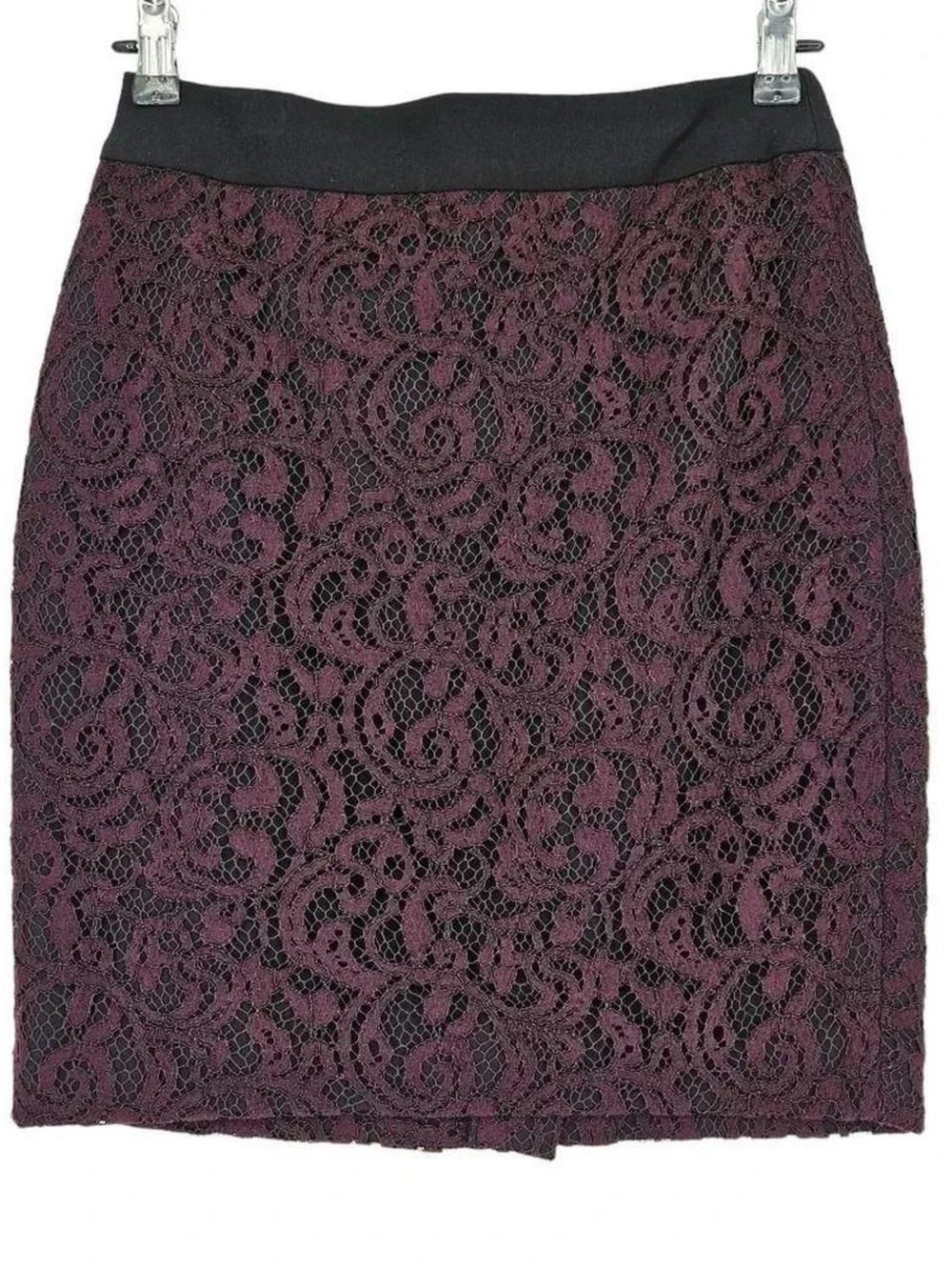 LOFT Lace Pencil Skirt in Deep Plum